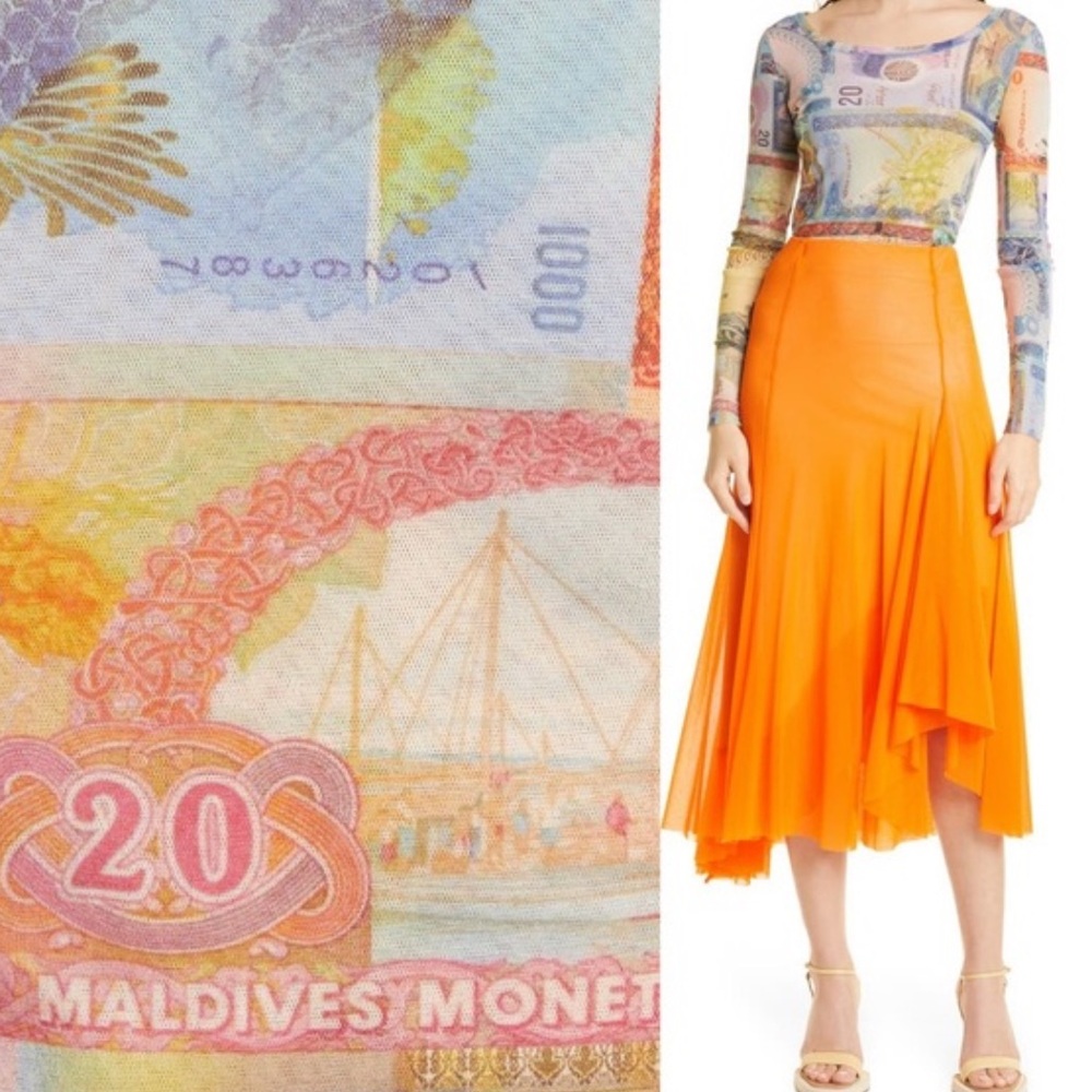 FUZZI multicolored currency blouse